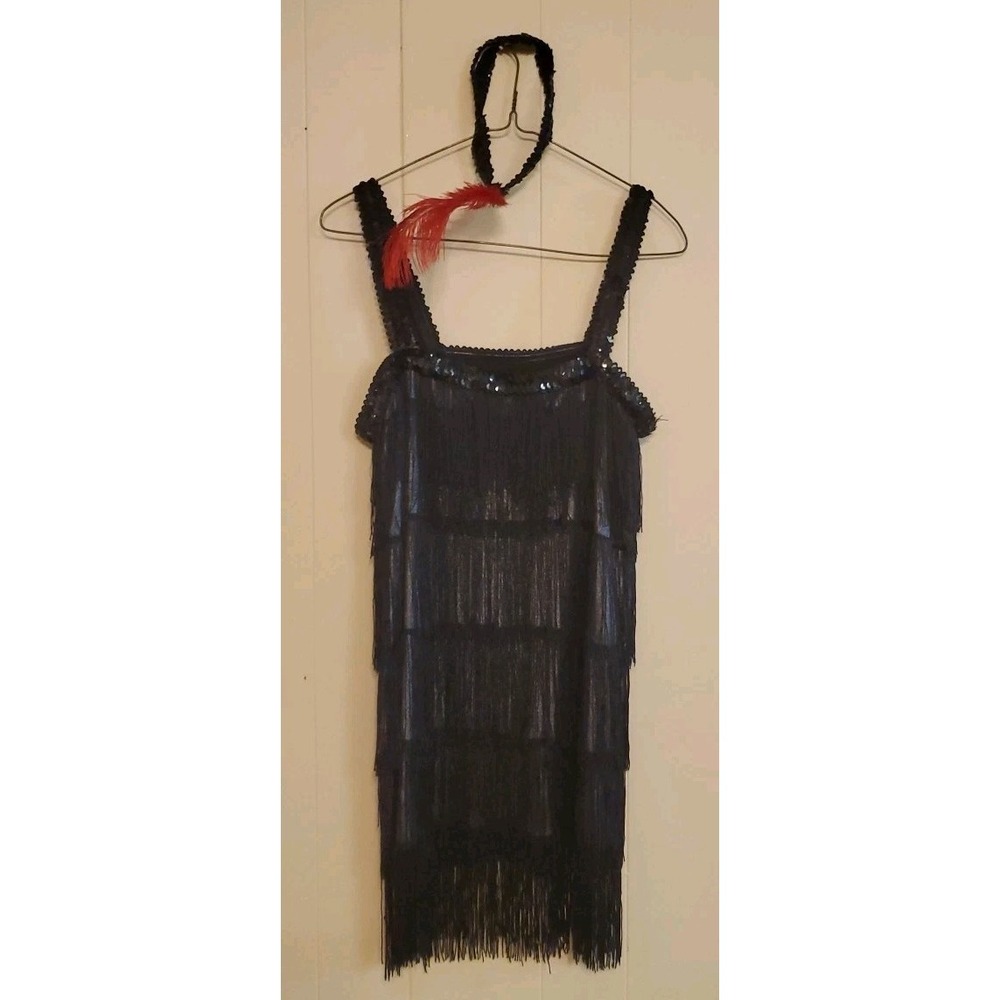 Women's Flapper Girl Halloween Dress Size M/L Black